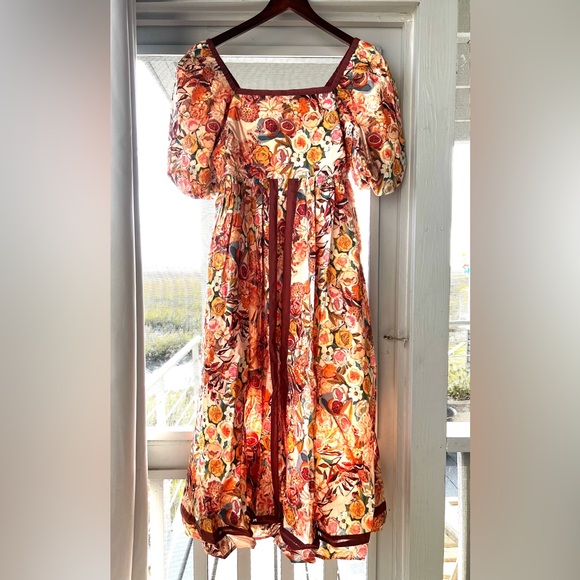 IN LOOM Floral Puff Sleeve Midi Dress | NWT | Cottagecore |Square Neck | S - L - Picture 5 of 16